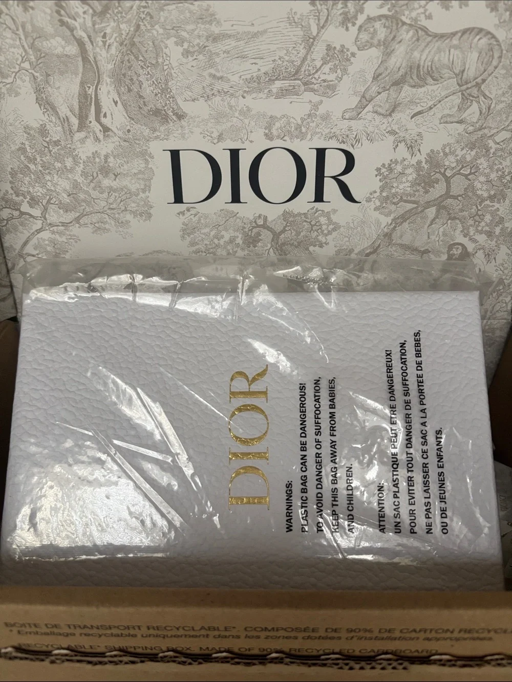 New - Dior Cannage Quilted Lipstick Case Keychain / Bagcharm with 3 Lipsticks